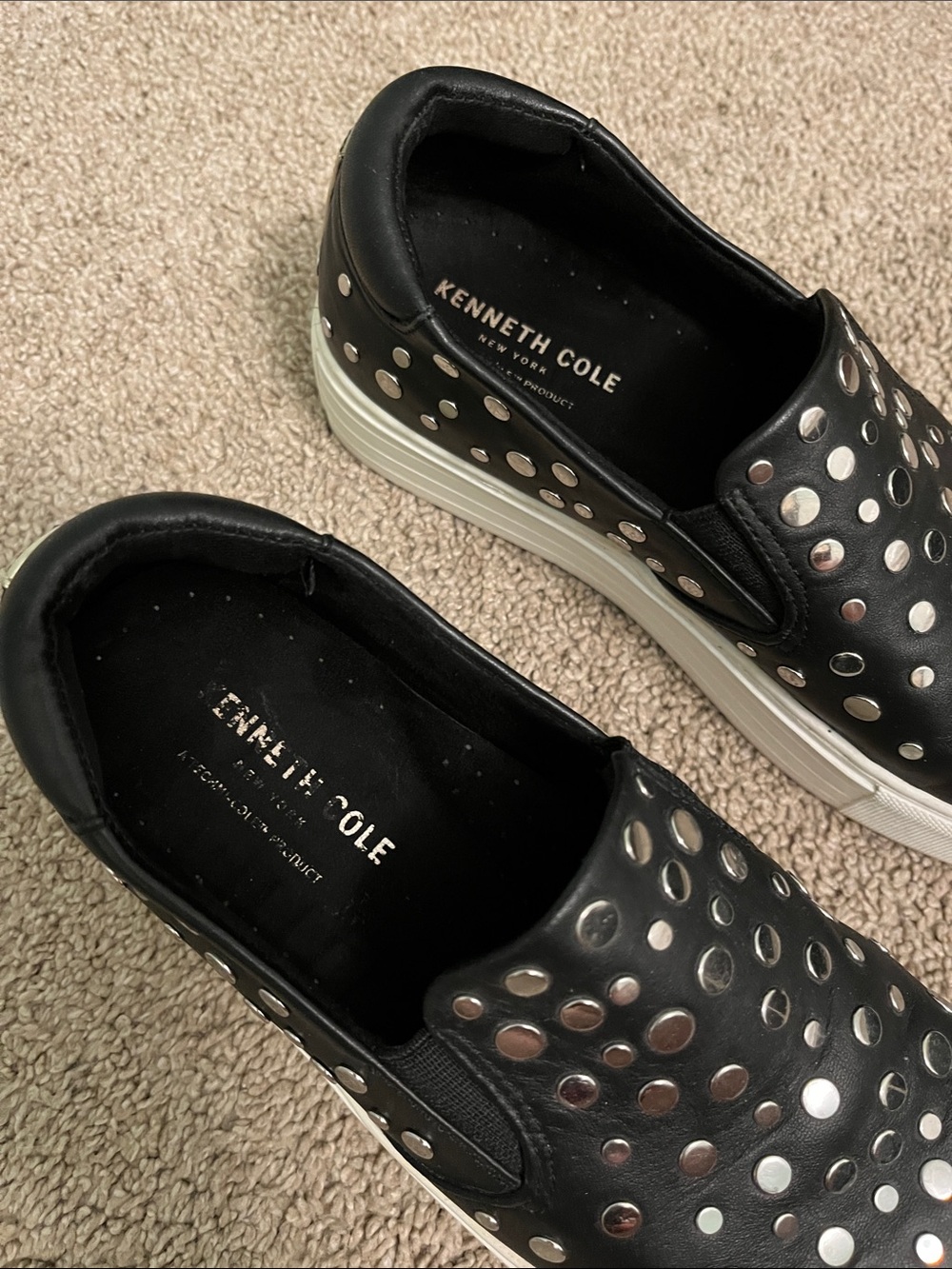 Kenneth Cole Black Slip-On Sneakers with Iridescent Studs - Picture 3 of 7